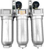 1" NPT SUPER DUTY Industrial Grade 3 Stages Filter Coalescing Desiccant Dryer System For Compressed Air Lines, Metal Bowls, Great For Paint Spray And Plasma Cutter (MANUAL DRAIN)