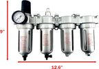 4 STAGE HIGH DUTY INDUSTRIAL GRADE ULTRA CLEAN FILTER REGULATOR COALESCING DESICCANT DRYERS SYSTEM FOR COMPRESSED AIR LINES METAL BOWLS GREAT FOR PAINT SPRAY AND PLASMA CUTTER (1/4"NPT AUTO DRAIN)