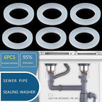 6PCS Kitchen Sink Filter Sealing Ring, Flat Silicone Gasket for Drain Pipe, Waste Pipe Gasket, 1.77-inch Drain Pipe Sink Odor Collector Siphon, 45mm Inclined Sliding Joint Rubber Ring