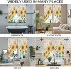 Yellow Sunflowers Swag Valances for Windows, Country Farm Butterfly Flower Light Beige Rod Pocket Kitchen Curtains Valance, Small Window Curtains Swag for Cafe Living Room, 2 Panels, 28x36 inch