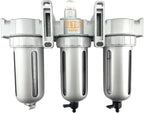 3/8" NPT MID FLOW 3 Stages Filter Coalescing Desiccant Dryer System For Compressed Air Lines, Poly Bowls, Great For Paint Spray And Plasma Cutter (MANUAL DRAIN)