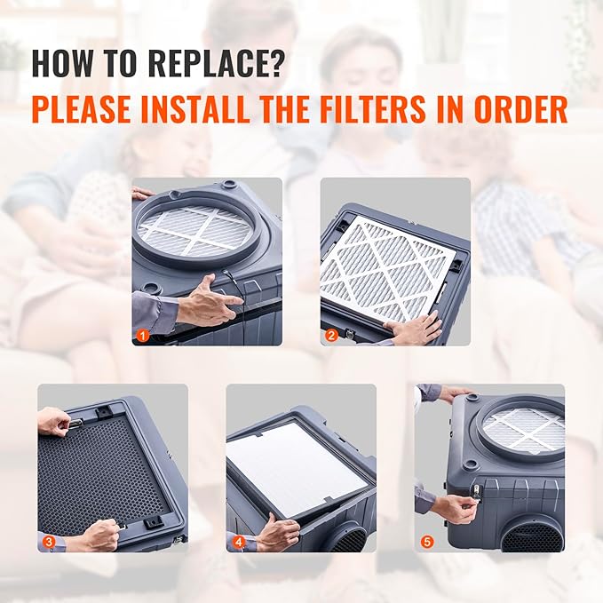 VEVOR Active Carbon Filters, 3 Pack, 15.7'' x 15.7'' Air Filter Replacement, High-efficient Stage 2 Filters Compatible w/BlueDri & VEVOR Scrubber, Air Purifiers, Water Damage Restoration Equipment