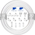 NSF 1/4" inch Water Line Tubing and Push to Connect Fittings for Reverse Osmosis Water Filter RO fittings,14 pcs connetors+30 feet 1/4" O.D. (6.4mm) water tubing.