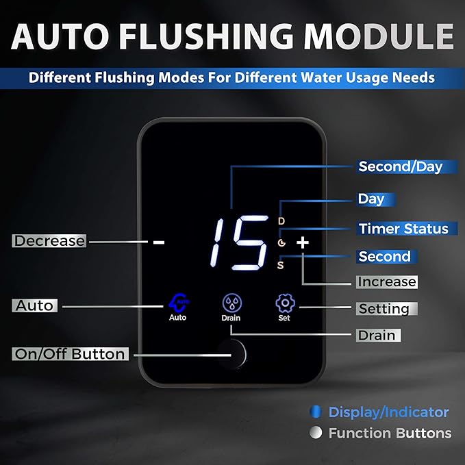 iSpring WSP100ARJ-BP, NSF Certified, Whole House Spin-Down Sediment Water Filter with Bypass, Clear Housing, Jumbo Size, Flushable and Reusable, Touch-Screen Auto Flushing, 4 Modes, 100 Microns