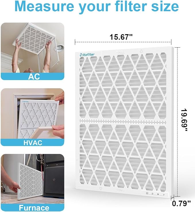 Reusable 16x20x1 Air Filter (MERV 8), 1 Foldable Frame + 6 Refills (Not Individual Filters), Greener HVAC AC Furnace Air Filters MPR 700&FPR 5(Actual Size:15.75"x19.75"x0.75")