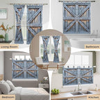 Farmhouse Wood Grain Bedroom Curtains 63 Inch Length, Window Curtains Tab Top, Vintage Country Barn Gate Textured Light Filtering Window Treatments Drapes 42"x63" 2 Panel