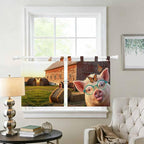 Farm Pig Kitchen Curtains 24 Inch Length, Small Window Curtains Tab Top, Farmhouse Barn Funny Animals Butterfly Light Filtering Short Window Treatments Tier Drapes 27.5"x24" 2 Panel