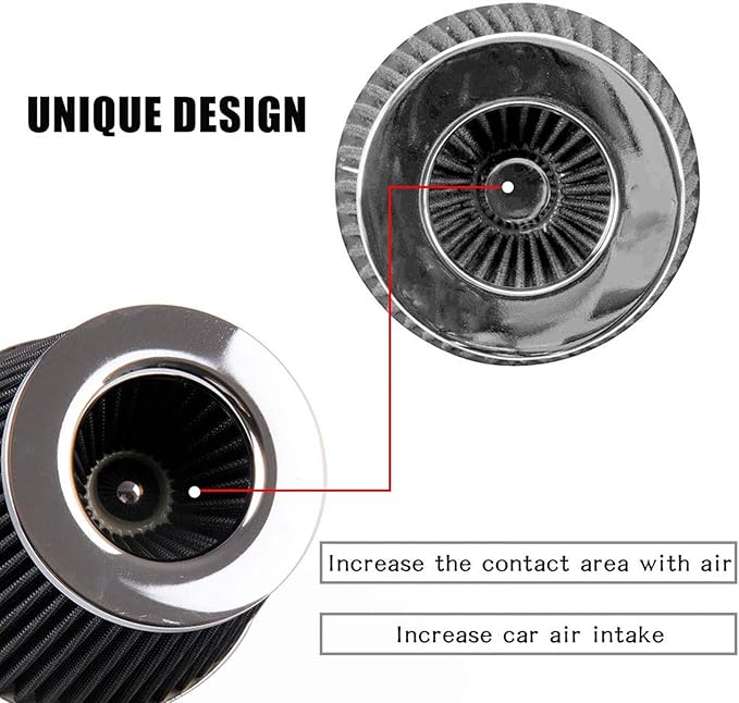RYANSTAR Universal Clamp-on Air Intake Filter,3 In /3.5 In /4 In Three different Sizes, Round Tapered High Performance, Washable, Replacement Air Filter, For cars and motorcycles (black)