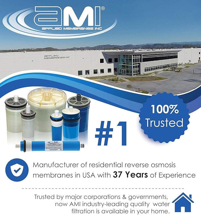 APPLIED MEMBRANES INC. 200 GPD Reverse Osmosis Membrane | RO Membrane Water Filter Replacement for Reverse Osmosis Water Filtration System | 1.8” x 12” Universal Compatibility | Made in USA