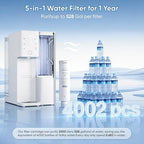 Water Filter Countertop Reverse Osmosis System 5-in-1 Countertop Water Filtration, 4:1 Pure to Drain, No Installation Required Portable Water Purifier