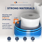 Aquaboon 2-Stage Whole House Water Filter System with 5 Micron 10x4.5 Anti-Scale Reducing Sediment Water Purification and Carbon Chlorine Reduction Filter, Pressure Gauges, Wrench, Bracket