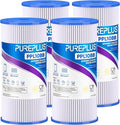 PUREPLUS 50 Micron 10" x 4.5" Extra Coarse Pleated Sediment Filter for Well Water, Replacement Cartridge for GE FXHSC, Culligan R50-BBSA, Pentek R50-BB, DuPont WFHDC3001, W50PEHD，GXWH40L, 4Pack