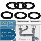 6PCS Sealing Ring for Kitchen Sink Filter, Flat Rubber Gasket for Drain Pipe, Gasket for Waste Pipe, 1.97-inch Drain Pipe, Siphon Pipe for Sink Odor Collector, 50mm Inclined Sliding Joint Rubber Ring