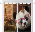 Farm Panda Bathroom Curtains 63 Inch Length, Window Curtains Tab Top, Farmhouse Barn Funny Animals Butterfly Light Filtering Window Treatments Drapes 52"x63" 2 Panel