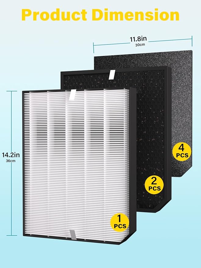2000 Replacement Filters Compatible with Air Doctor AD2000 & AD2000i Air Purifiers, Includes 1 Efficiency Filter, 2 Carbon Filters & 4 Pre-Filters, Compare to Part # ADF2001 ADF2002 ADF2003
