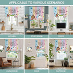 Tie Up Curtains,Happy Easter Rabbit Butt Egg on Daisy Leaf Adjustable Rod Pocket Window Shade Curtain Drape Bufferfly on Wood Barn Tie-Up Valance for Kitchen Bedroom Living Room Windows,46"x63"