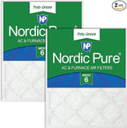 Nordic Pure 20x25x1 (Actual Size: 19 1/2 x 24 1/2 x 3/4) Poly Green MERV 6 AC Furnace Air Filters – Reduces Dust, Pollen, Pet Dander & Allergens – 2-Pack