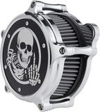 Motorcycle Air Filter Skull Style Air Cleaner with Filter Sock Dustproof Protective Cover Kit for Harley Touring 2000-07 Softail 2000-15 Dyna 2000-17, Excludes 2017 FXDLS (Chrome)