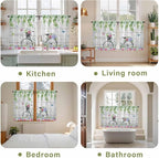Spring Kitchen Curtains, Bicycles Botanical Rose Leaves Butterfly Wood Grain Light Filtering Window Curtain Panels, 2Pcs Rod Pocket Window Treatments Set for RV Dining Room Study Room 42x54 Inches