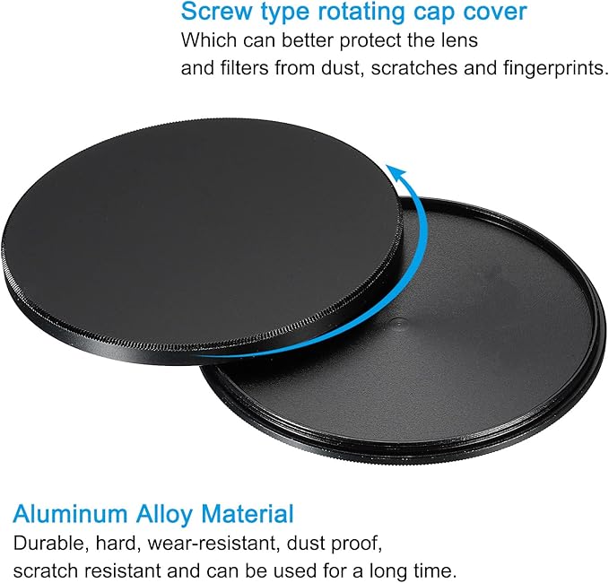 PATIKIL 72mm Lens Cap, Camera Lens Cap Cover Universal Front Metal Lens Filter Stacks Cap Protective Case for 72mm Camera Circular Polarizing Fader ND Filter, Black