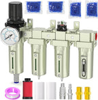 Industrial Grade 4-Stage Air Drying System, 1/2" NPT with Auto Drain, Desiccant Dryer, Air Regulator, Particulate Filter and Coalescing Filter for Paint Spray, Plasma Cutter