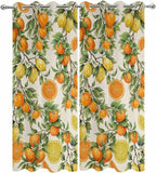 Lemons Yellow Orange Summer Plant Linen Outdoor Curtains for Patio Waterproof Outside Curtains with Grommet Top Weatherproof Curtain for Cabana Pergola Gazebo, 2 Pack, 54" W x 84" L