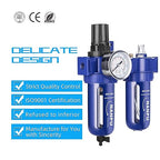 NANPU 1/4" NPT Compressed Air Filter Regulator Lubricator (FRL), Zinc Alloy, 5 Micron Brass Element, 0-150 psi Gauge, Quick Release Bowl, Manual Drain, Metal Bracket