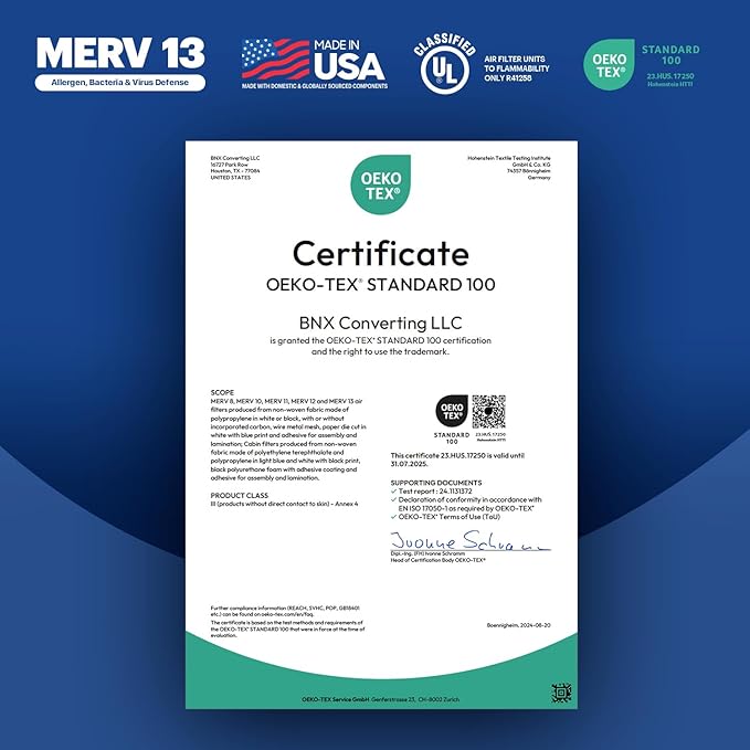 BNX TruFilter 24x30x1 Air Filter MERV 13 (4-Pack) - MADE IN USA - Electrostatic Pleated Air Conditioner HVAC AC Furnace Filters for Allergies, Pollen, Mold, Bacteria, Smoke, Allergen, MPR 1900 FPR 10