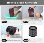 KYOSTAR Universal 3" (76mm) High-Flow Air Filter, Reusable Cone Cold Air Intake, High Performance Clamp-On Car High Flow Air Kit, Flange Diameter: 3 Inch, Filter Height: 6.4 Inch, Carbon Fiber Pattern
