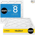 Simply 14x25x1 Air Filter, Merv 8, MPR 600, 6 Pack, Furnace Air Filter for HVAC (Actual Size: 13.75"x24.75"x0.75") DUST, Pet, & Allergy Control