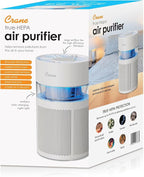 Crane True HEPA Air Purifier with Ambient Night Light and Aroma Tray, Covers Up to 200 sq ft, Quiet Air Cleaner for Bedroom, Nursery, Dorm, or Office, Removes Dust, Pollen, Smoke, and Pet Dander