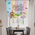 Tie Up Curtains,Happy Easter Rabbit Butt Egg on Daisy Leaf Adjustable Rod Pocket Window Shade Curtain Drape Bufferfly on Wood Barn Tie-Up Valance for Kitchen Bedroom Living Room Windows,46"x63"