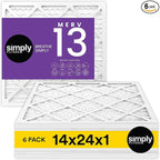 Simply 14x24x1 Air Filter, Merv 13, 6 Pack, For Home AC Furnace & HVAC (Actual Size: 13.75"x23.75"x0.75") DUST, Pet, & Allergy Control