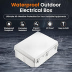 QILIPSU Waterproof Junction Box IP67 Outdoor Plastic Electrical Project Enclosure Weatherproof with Inner Door, Mounting Plate, Wall Brackets, Hinged Grey Cover 20"x16.1"x7.9" -D