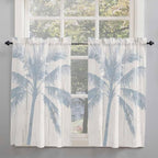 Summer Coconut Tree on Vintage Wood Grain Window Valance Curtains, Seaside Plants Light Filtering Kitchen Valance with 3-inch Rod Pocket for Living Room Bathroom Bedroom,2 Panel,27.5x45In