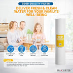 Max Water 1 Micron 20" x 4.5" Sediment Filter - 20 inch Whole House Water Filtration System Replacement Cartridge Compatible with DGD-5005-20, FP25B, AP810-6, P5-20, 155358-43, SDC-45-2005 - 10 Pack