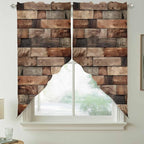 Western Barn Door Swag Valances for Windows, Vintage Farmhouses Wooden Door Brown Rod Pocket Kitchen Curtains Valance, Small Window Curtains Swag for Cafe Bathroom Living Room, 2 Panels, 36x36 inch