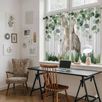 Easter Kitchen Curtains, Country Rabbit Botanical Leaves Wooden Grain Light Filtering Window Curtain Panels, 2Pcs Rod Pocket Window Treatments Set for RV Dining Room Study Room 42x45 Inches