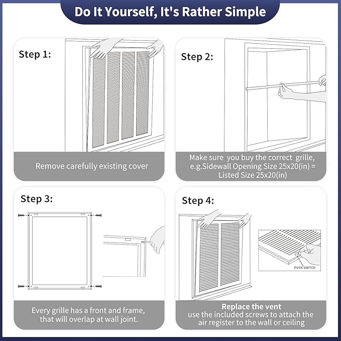 20"W x 10"H [Duct Opening Size] Steel Return Air Filter Grille - Removable Face/Door for 1 inch Filters -HVAC Vent Cover Grill - White [Outer Dimensions: 22 5/8"W X 12 5/8"H]
