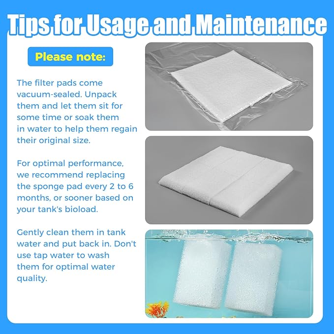 AQUANEAT 6-Pack Replacement Filter Sponge Pads, Aquarium Foam Insert Compatible with AquaClear 110, Fish Tank Filter Media