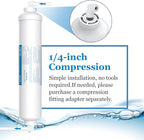 Inline Water Filter for Ice Maker, Refrigerator, Under-Sink Reverse Osmosis Water System, Post Activated Carbon Water Filter Replacement Cartridge with 1/4-Inch Compression-Connect (Pack of 2)