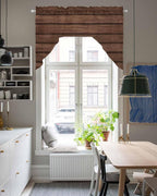 Brown Wooden Board Swag Kitchen Curtains Valance and Tier Set, Vintage Wood Grain Farmhouse Barn Themes Light-Filtering Swag Valance, Rod Pocket Short Curtain for Bedroom Cafe, 56x36 inches
