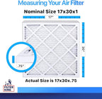 Filter King 17x30x1 Air Filter | 4-PACK | MERV 8 HVAC Pleated A/C Furnace Filters | MADE IN USA | Actual Size: 17 x 30 x .75"