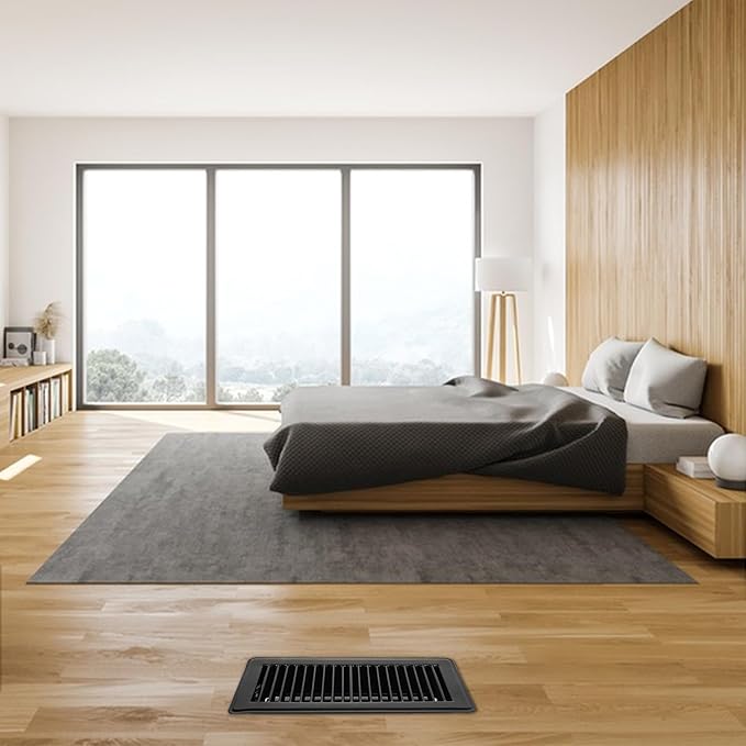 VOISEN Floor Register 4x10, 6 Pack Black Floor Vent Covers, Heavy Duty Steel Walkable Floor Vents,Vent Covers for Home Floor