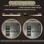 Round Led Bathroom Mirror,Round Bathroom Mirror with LED Lights，Bathroom Mirror with LED Lights,Demister pad，Dimmable Touch Switch Makeup Smart LED Mirror(B,H70*W70cm/H27.6*W27.6IN)