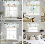 Easter Sheer Valances for Windows 42"x12", Light Filtering Kitchen Curtains Valance, Spring Watercolor Eggs Country Tulip Flower Plant Rod Pocket Chiffon Curtains for Living Room Bedroom Cafe
