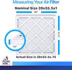 Filter King 39x55.5x1 Air Filter | 4-PACK | MERV 8 HVAC Pleated A/C Furnace Filters | MADE IN USA | Actual Size: 39 x 55.5 x .75"