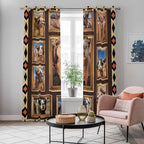 2 Panel Kitchen Cafe Curtains, Wildlife Camels Sunlight Filtering Nature Air Through, Home Decor Window Covering Tier Curtains for Living Room 104W x 96L inch Deserts Animals Brown Geometric Rustic