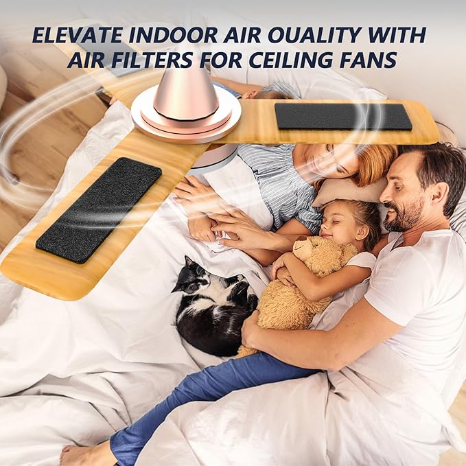Ceiling Fan Filters for Blades, 10Pcs Activated Coconut Shell Carbon Ceiling Fan Air Purifier Pads, Easily Sticks Unscented Air Filters for Common Household Contaminants