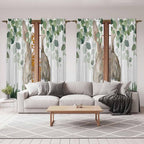 Easter Kitchen Curtains, Country Rabbit Botanical Leaves Wooden Grain Light Filtering Window Curtain Panels, 2Pcs Rod Pocket Window Treatments Set for Living Room Bathroom Bedroom 52x72 Inches